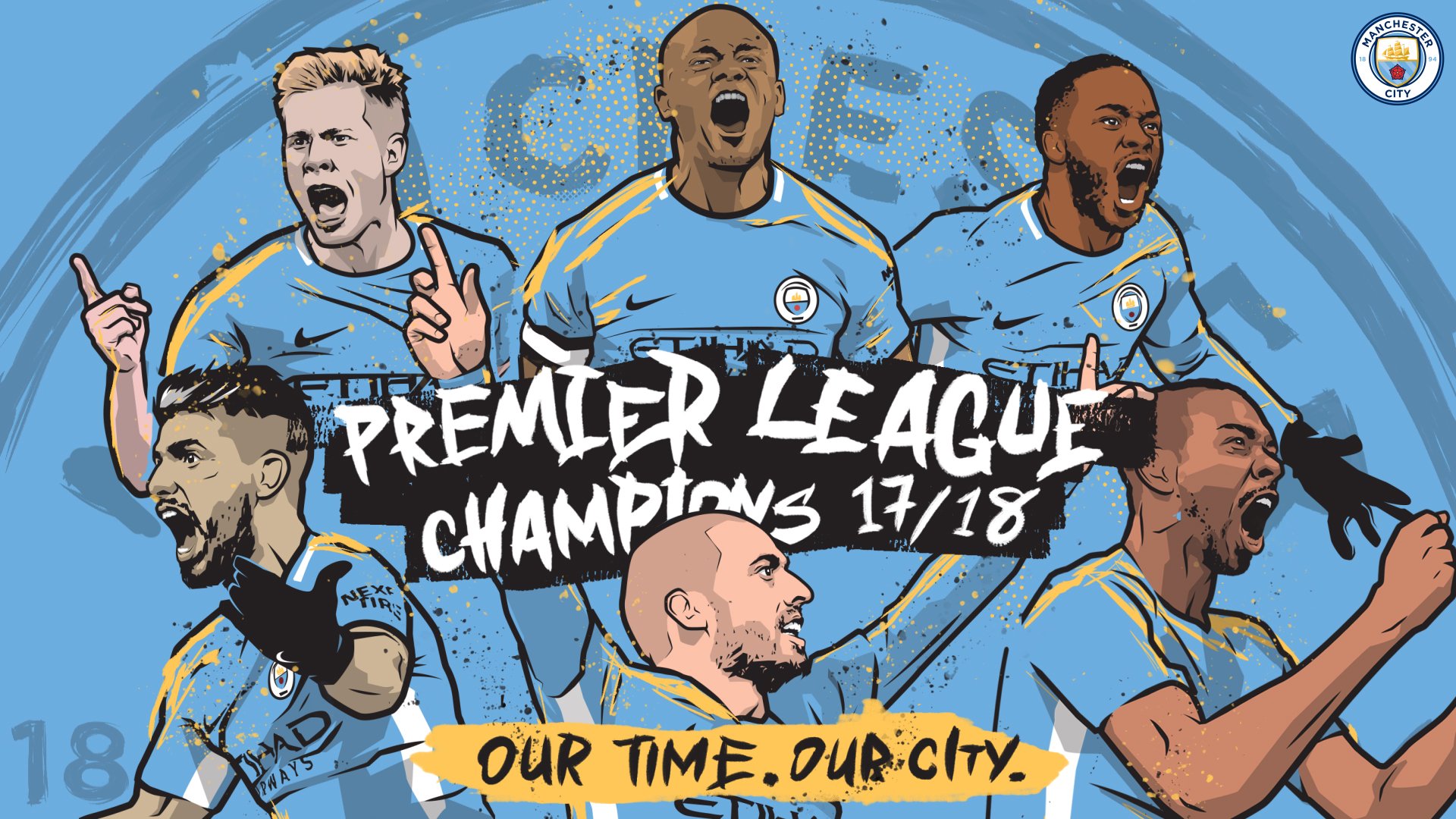 Manchester City Premier League Champions 2017/2018 Official Commemorat –  Sports Poster Warehouse