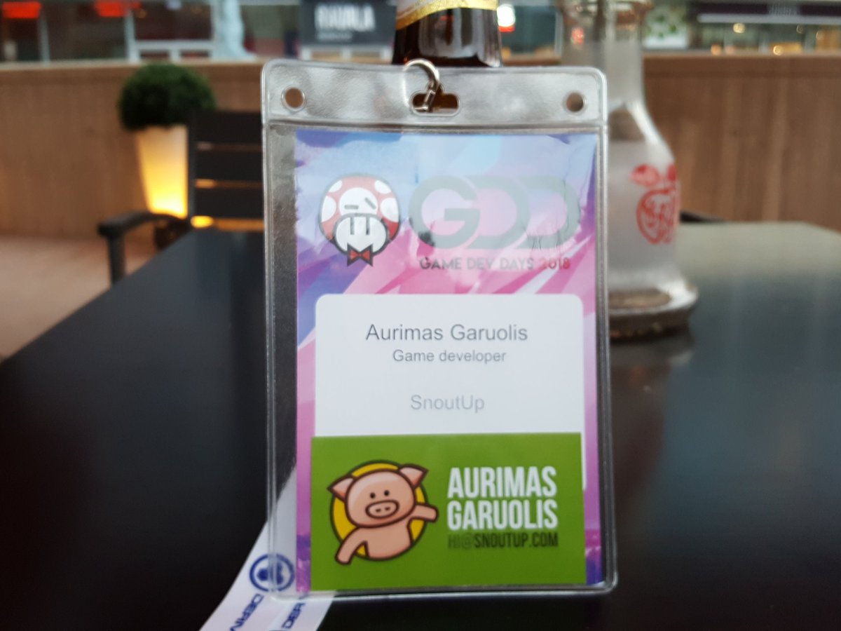 SnoutUp's tweet image. Got my @TallinnGameDev badge and beer. 🐷 #gamedevdays