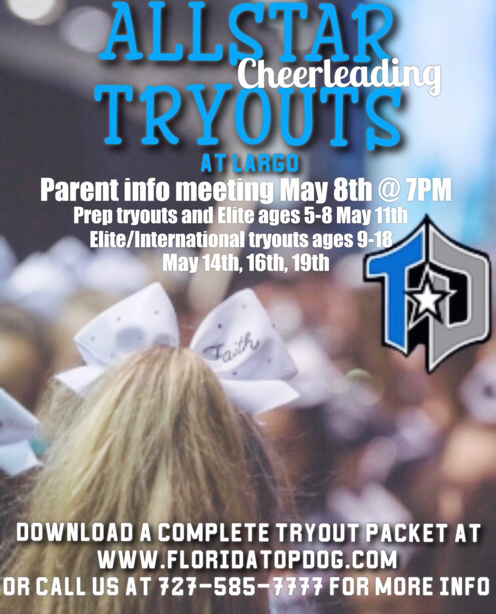 Our Allstar Elite and International tryout packets can now be found on our website for both Largo and Lakewood Ranch! Sign up today to be a part of an unforgettable season 🔝🐶💙🤙🏼