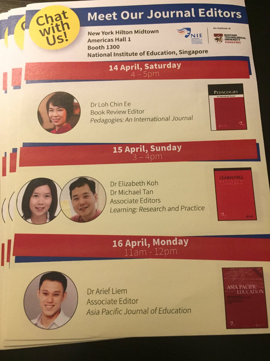 Meet LRP's associate editors Michael Tan and Elizabeth Koh today (Sun) 3 - 4pm at NY's Hilton Midtown Americas Hall 1, Booth 1300. #AERA2018