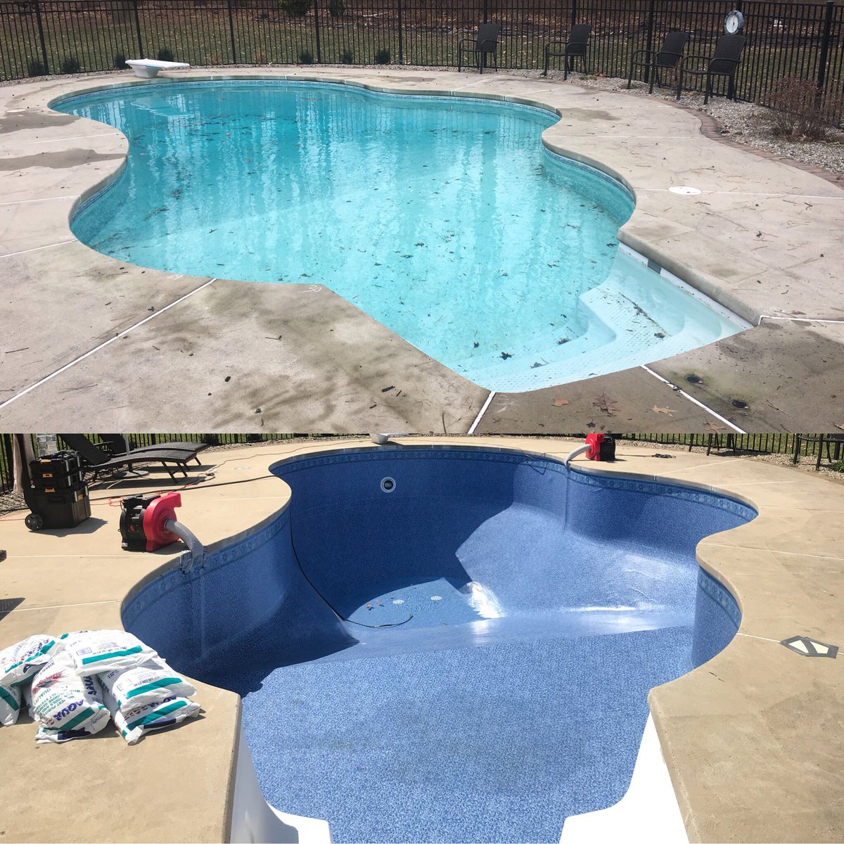 akpoolservicenj's tweet image. First liner of the season! Cape Elizabeth Tile w/ Oceanside Bottom @merlinindinc liner #poolliner #poolservicenj #wehavethepulseofyourpool