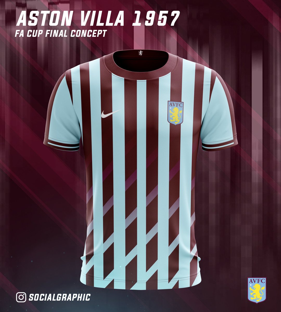 thetwelfthmon's tweet photo. Aston Villa 1957 FA Cup Final Kit Redesigned! Not sure what to think of this one, let me know what you think! @oldmansaid @AVFCOfficial @Dr_TonyXia @HeartOfTheHolte @AVFC_Religion #AVFC #utv https://t.co/Njzrvrk6vN
