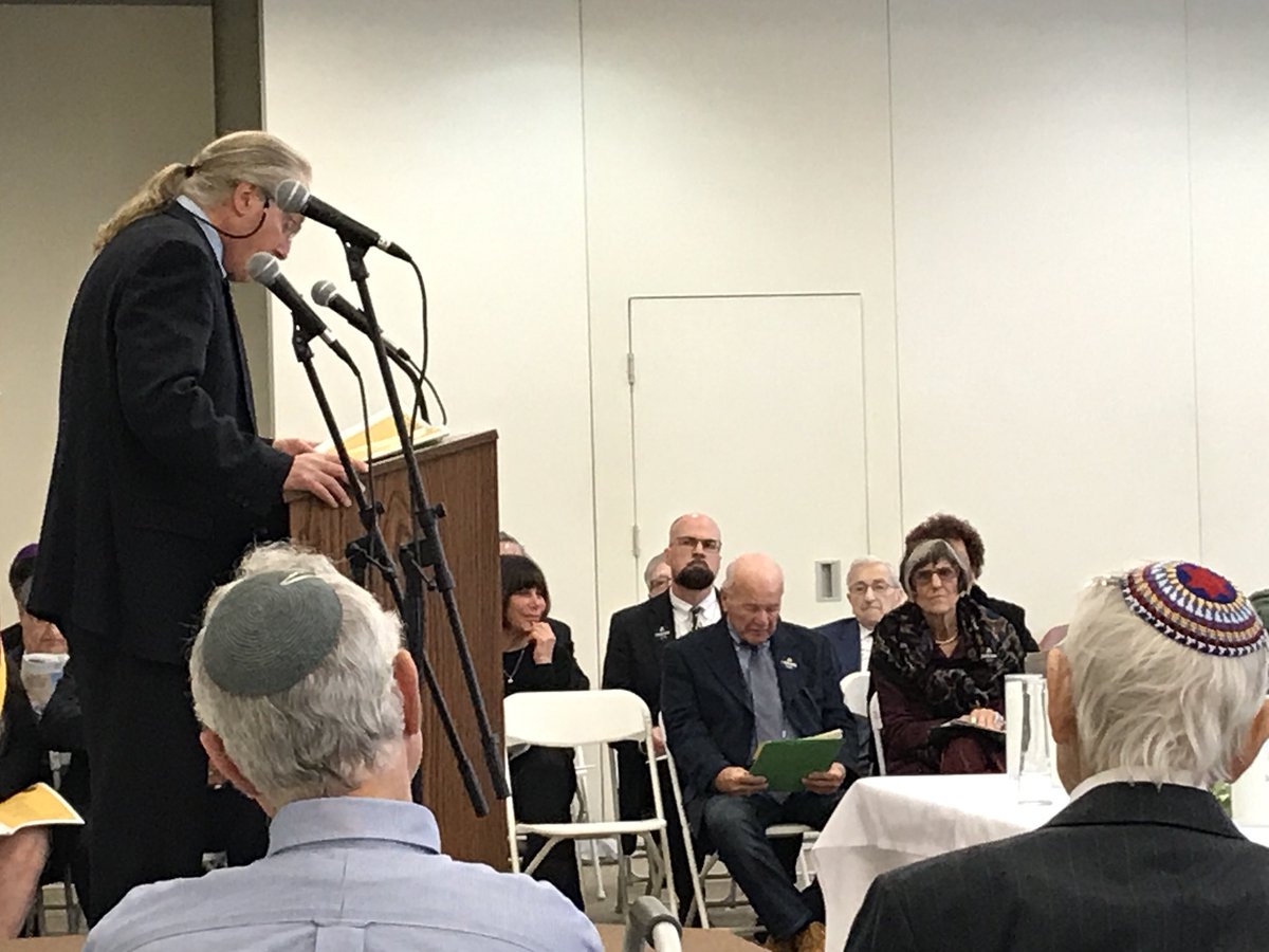 Laurence Grotheer reads <a href="/MayorHarp/">Mayor Toni Harp</a> Proclamation on the occasion of Yom HaShoah at @toweronetowereast