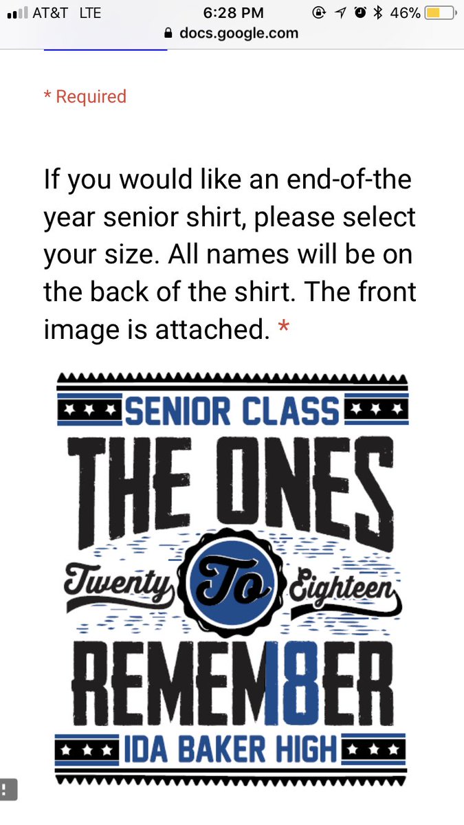 IBHSclassof2018's tweet image. If you’re interest in a Senior T-shirt for $3, fill out the google form on google classroom! The design on the front is shown below and everyone’s names will be on the back.