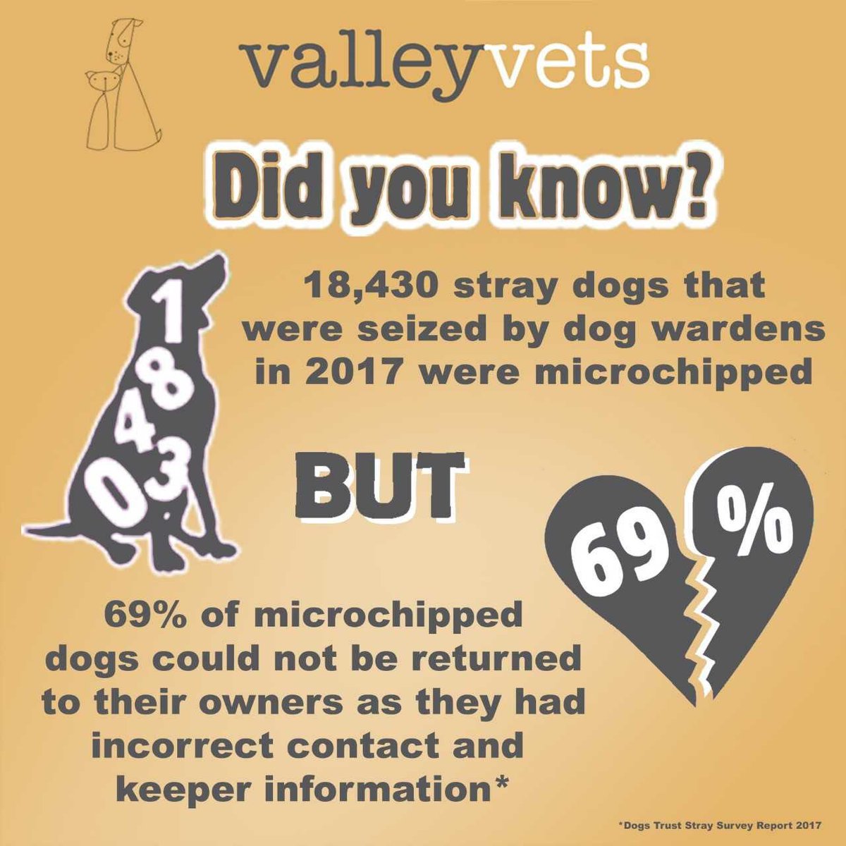ValleyVets's tweet image. This statistic upsets us so much! 

Are your microchip details up to date? Don't lose your pet forever. #checkyourchip
