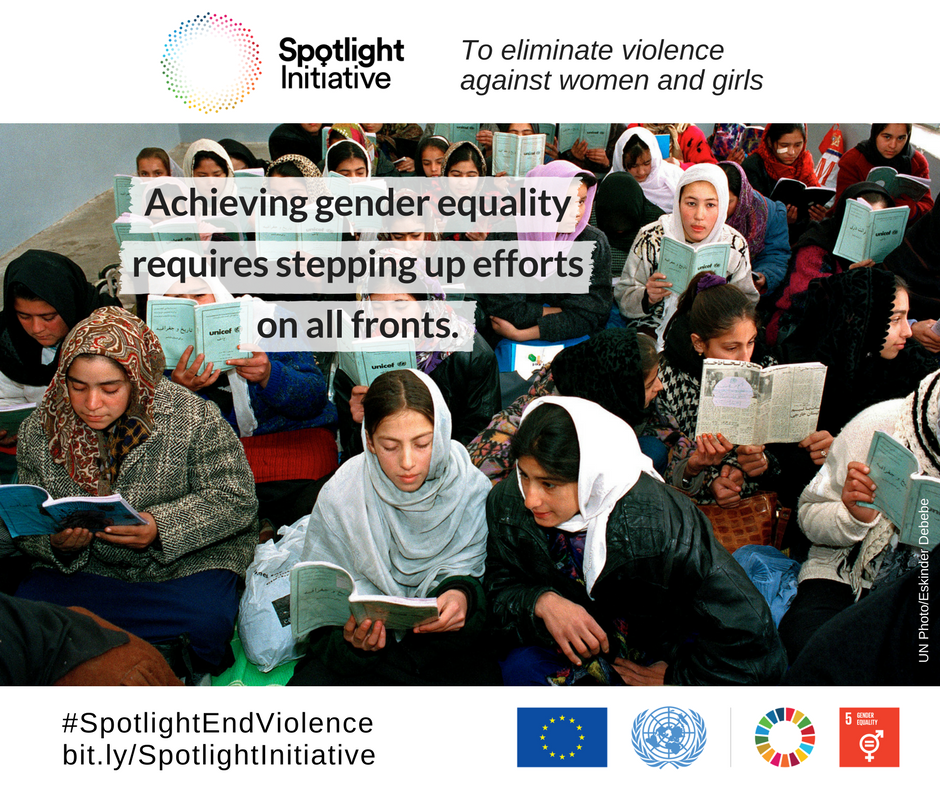 unfoundation's tweet photo. Violence against girls and women is pervasive. In fact, 1 in 3 women worldwide suffer violence in their lifetimes.
 
Together, the @UN and the @EU_Commission are working to end violence against women with the Spotlight Initiative: https://t.co/wYCE2FZSYy #HerStoryOurStory https://t.co/Y11RDeN5th