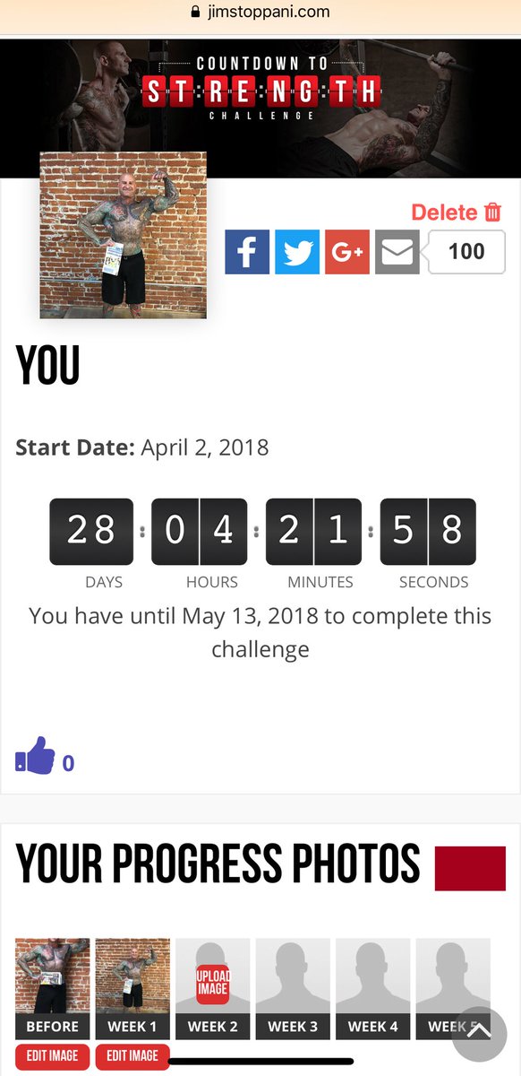 JimStoppani's tweet photo. If you’re doing my #CountdownToStrength Challenge, u should recognize this progress page. If not, TODAY is the last day to sign up at https://t.co/FKW6q2ZUZw Today is also my LIVE week 3 tutorial of the challenge. Tune in on FB or IG today around 4pm PDT for breakdown and tips https://t.co/eF1VWgi2eR