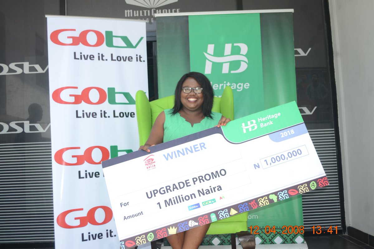 BBNaija's tweet photo. Ms. Vivian Eze is Naija's newest millionaire. She has just won N1 million and the HoH chair through the #ItPaysToUpgrade campaign. You too could win by simply upgrading your GOtv or DStv subscription and paying two-months in advance. https://t.co/bjfbUbKZWX https://t.co/pa2y6cLJAJ