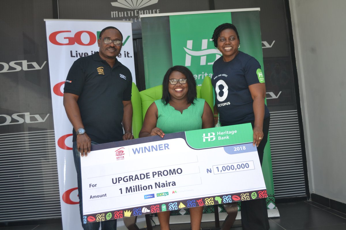 BBNaija's tweet photo. Ms. Vivian Eze is Naija's newest millionaire. She has just won N1 million and the HoH chair through the #ItPaysToUpgrade campaign. You too could win by simply upgrading your GOtv or DStv subscription and paying two-months in advance. https://t.co/bjfbUbKZWX https://t.co/pa2y6cLJAJ
