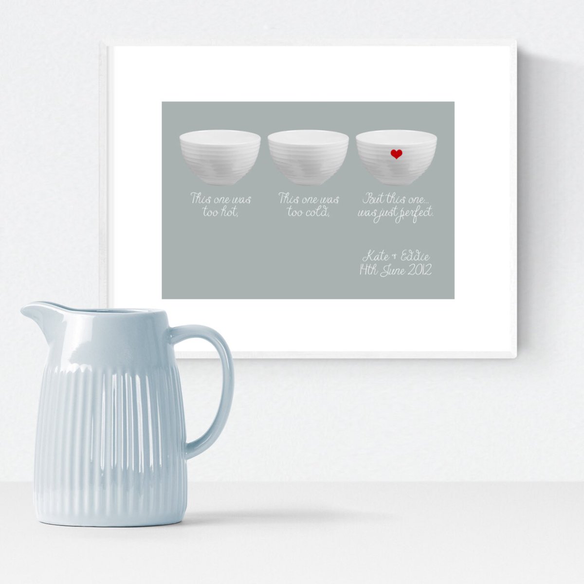 Personalised Love Bowls Print. Personalise with names and a date - available now - wefindgifts.com