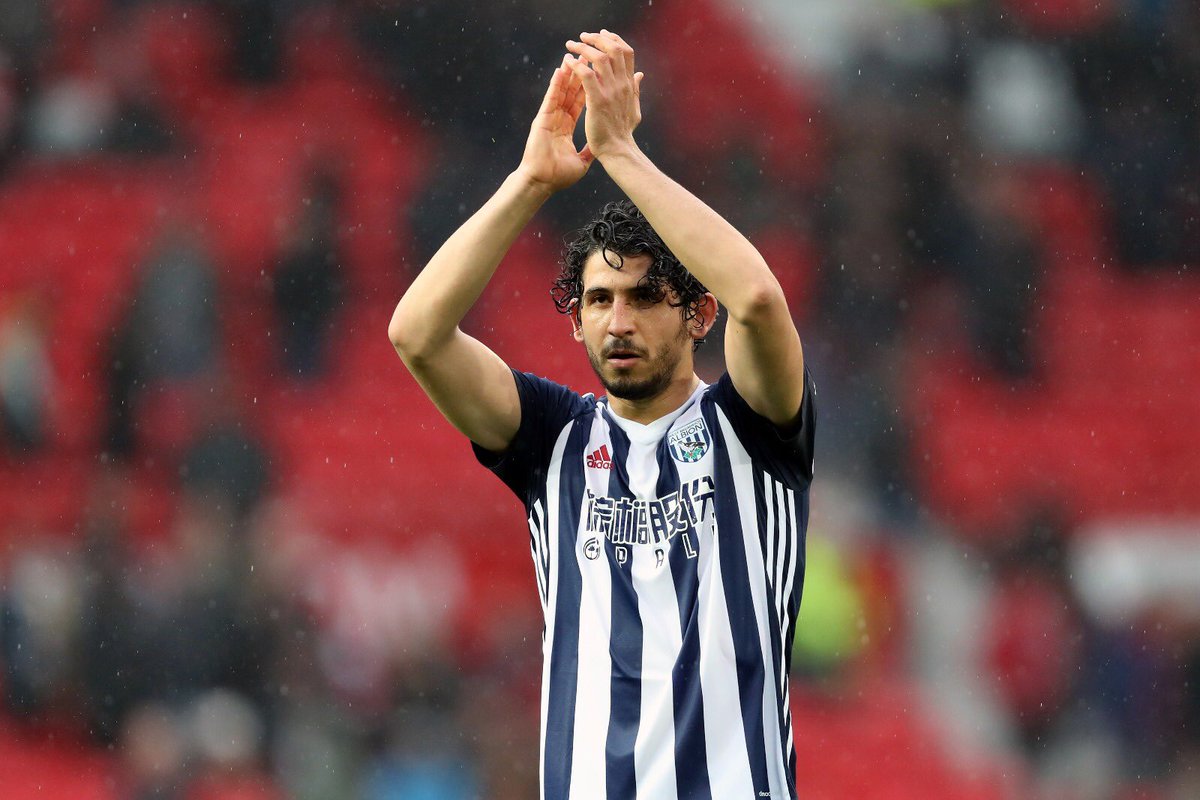 Hegazi's tweet photo. Very happy with the win today. Proud of the team! Thanks to all the Baggies for sticking with us 🔵⚪ #WBA https://t.co/UZozhnesQu