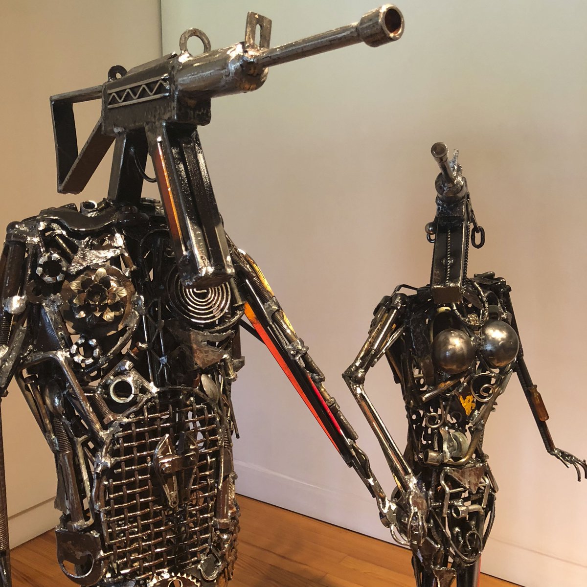 ARTSCENEHI's tweet photo. Phillip Glashoff - "Gun Culture in America: The Gundersons" - Recycled Metal. Art Maui 2018 on view at the Maui Arts and Cultural Center until 04/28/18. #art #artmaui2018 #exhibitions #sculpture #worldartday https://t.co/3mg5YHxLgP