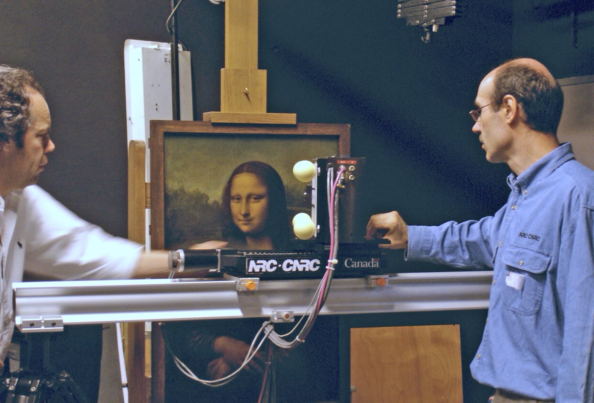 CNRC_NRC's tweet photo. #LSV? En 2006, nous avons numérisé la forme du panneau en peuplier derrière la toile de Mona Lisa grâce à des technologies de #visionique #3D. Elle a plus de 500 ans et elle est toujours aussi belle! https://t.co/umlakBvQKR https://t.co/Kq4CJzQVXx