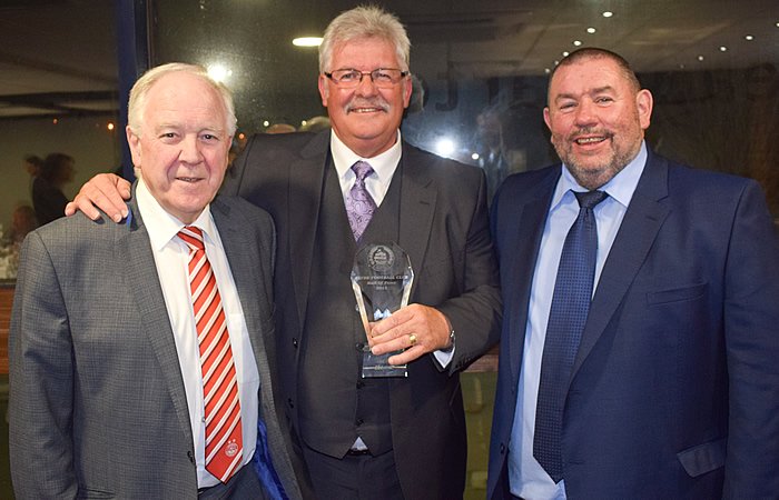 ClydeFC's tweet photo. LEGEND! Neil Hood gives one of his trademark celebrations after being officially welcomed into the Clyde FC Hall of Fame last night.
Craig Brown and John Brogan were also in attendance to make tributes to Neilly, who described himself as a "Clyde man through and through." https://t.co/mIZrkSeHX4