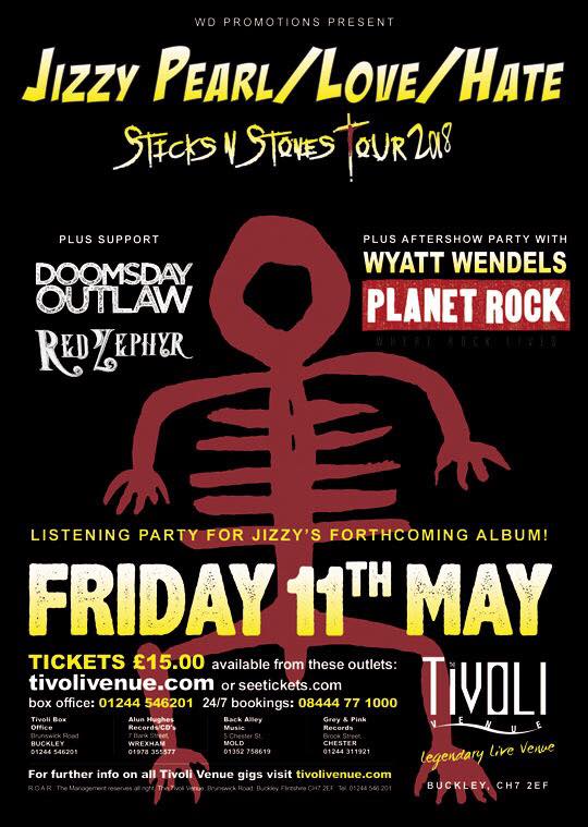 Tivoli_Venue's tweet photo. Friday 11th May catch @jizzypearl13 #LoveHate with support  @DoomsdayOutlaw @redzephyr2 + aftershow party with @WyattVW @PlanetRockRadio https://t.co/7Vj4LjMmlh
