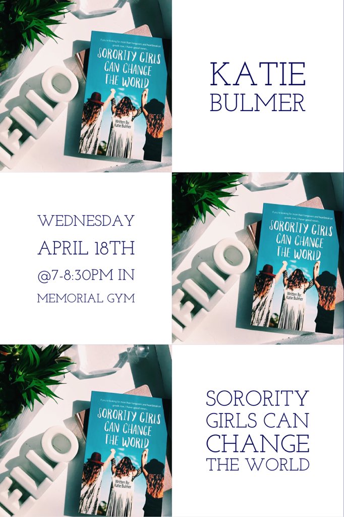 SigmaKappaUNG's tweet photo. Sigma Kappa Presents: Sorority Girls Can Change the World by Katie Bulmer✨✨ open to ALL panhellenic !!!! Wednesday, April 18th @ 7-8:30 in Memorial Gym. ladies don’t miss out on an encouraging, uplifting, empowering &amp; world-changing night. see you all there!!💋 https://t.co/TcFRyjK0DF