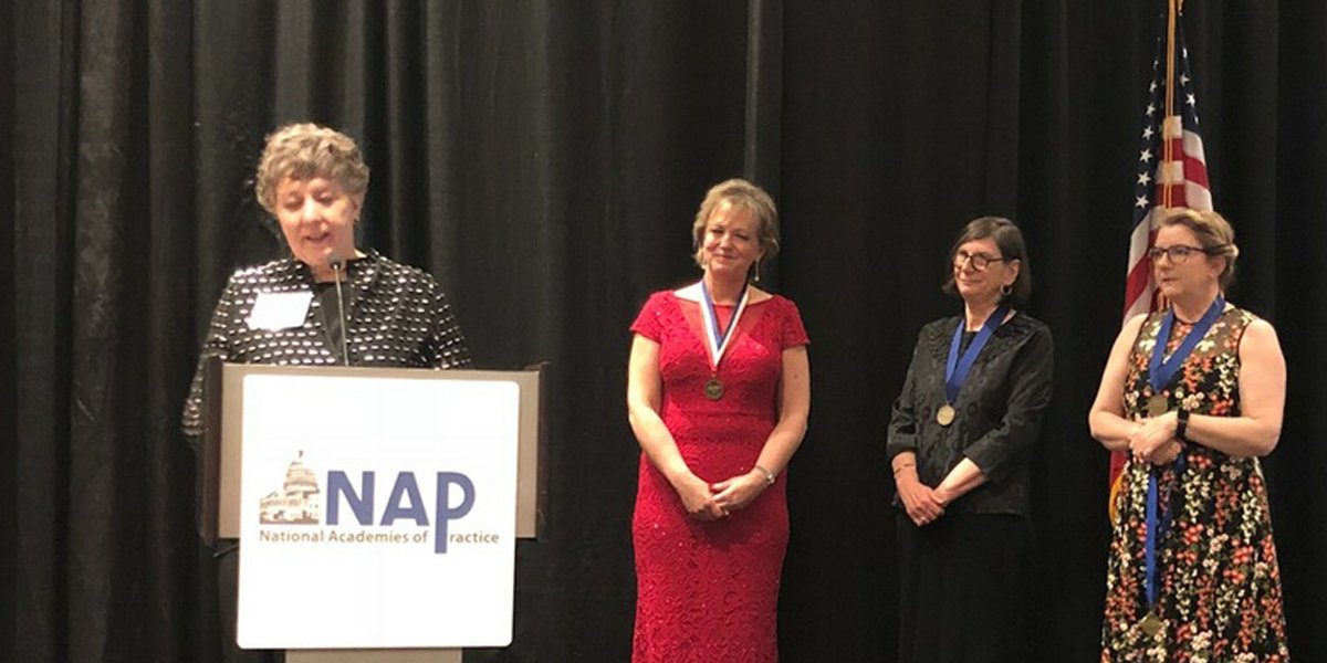 UMNNursing's tweet photo. .@BarbaraFBrandt inducted as an honorary member of the Physical Therapy Academy. Congratulations to our interprofessional leader and colleague. #napforum2018 https://t.co/FN4Ip36g6D