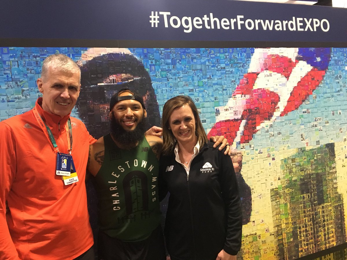 SemperFiFund's tweet photo. “I don’t see myself when I look at this mural.  I’m just a representation of the community spirit; of how far we can go.”  Awesome seeing our #TeamSemperFi athlete, Jose Sanchez place the last tile of the #TogetherForwardExpo mosaic! https://t.co/APZ8kRsykv #SFFRunsBoston https://t.co/SARLcO17yy