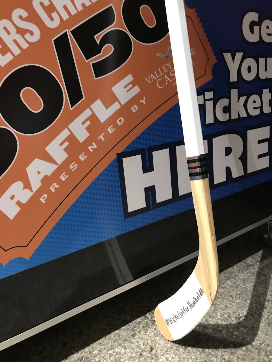 FlyersCharities's tweet photo. Don’t forget to get your 50/50 raffle tickets during the game! A portion of today’s 50/50 will be donated in support of the Humboldt Broncos! #SticksOutforHumboldt https://t.co/306YSRoQCC