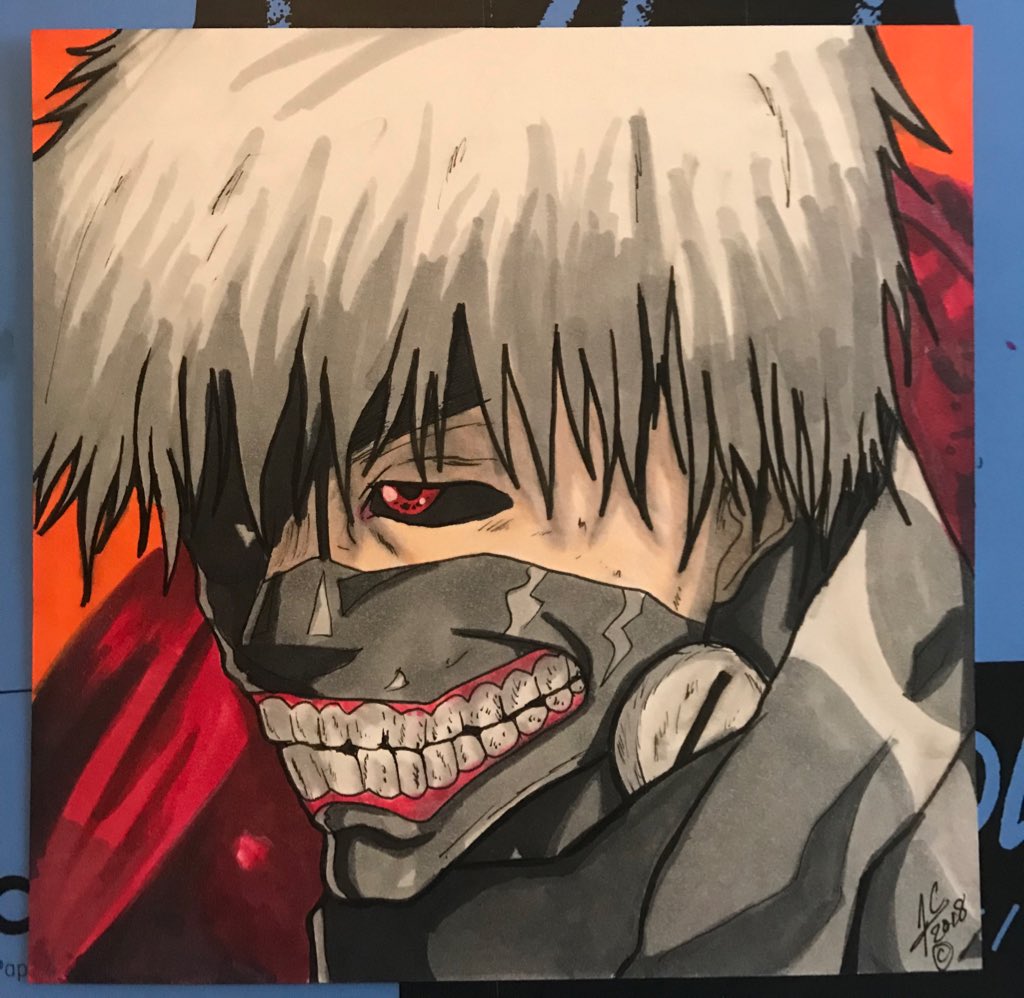 Kiddscribbler's tweet photo. Who’s watched the new season ?㊗️
#kiddscribbler #anime #TokyoGhoul #copicmarkers https://t.co/cIt5DG5dOL