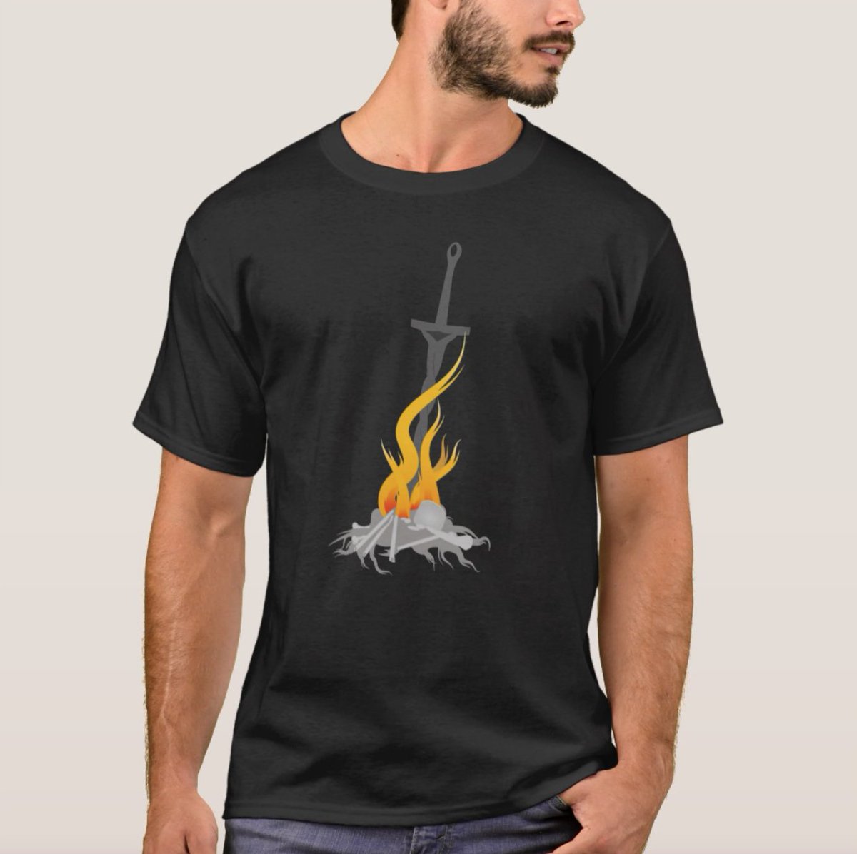 SPB_Design's tweet photo. Souls Bonfire T-Shirt.  Finding a Bonfire after somehow dodging death is one of the greatest sights in all gaming. https://t.co/u2WISAOkW2 via @zazzle #DarkSouls #Gaming #souls https://t.co/WUlZco0ShF
