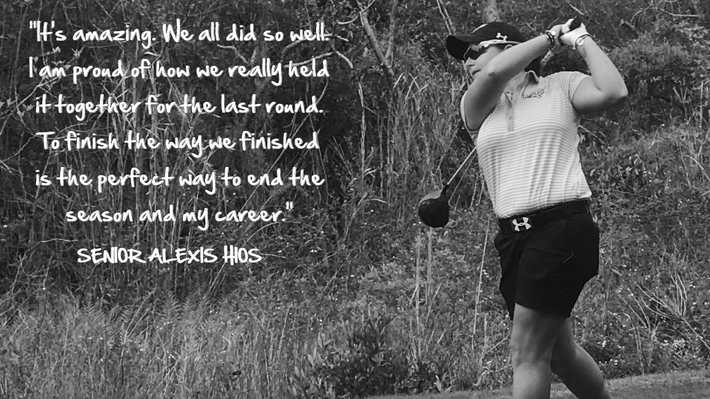 Towson_WGOLF's tweet photo. Here's what Alexis Hios said following her final collegiate event in  which Towson finished 3rd overall at CAA Championships, the best in  program history. Hios also finished tied for 7th overall. https://t.co/Yx5p9McyBW