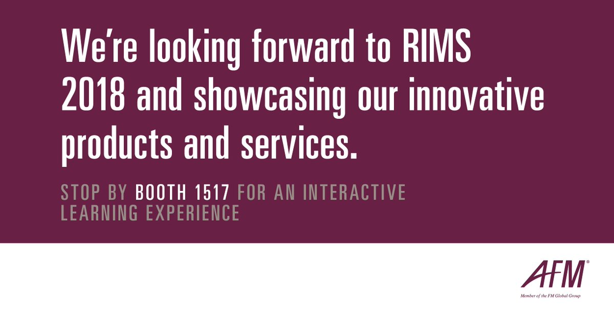 FMAffiliated's tweet photo. #AFMInsurance is ready for #RIMS2018! #AFMatRIMS https://t.co/mxNkWbUIyV https://t.co/x00Uku4h29