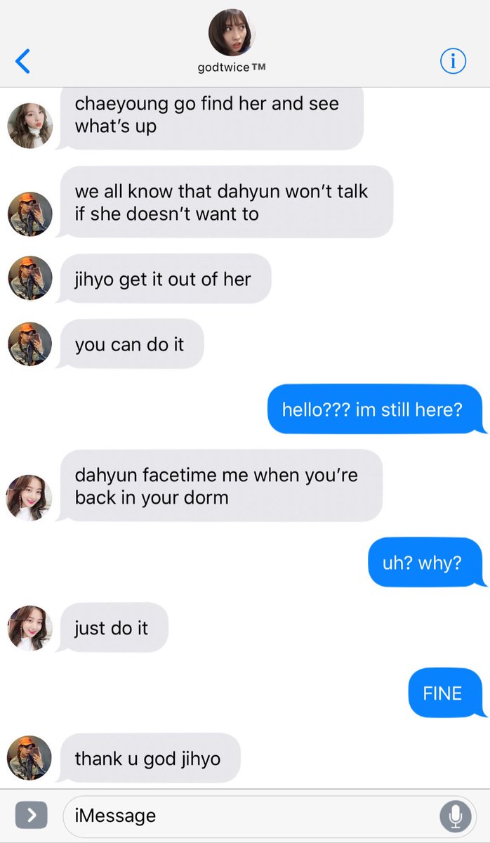 The girls walked back to the dorms which only took about 10 minutes. Going in she saw Chaeyoung already sleeping, she quickly decided to text her girlfriend. She wanted to find out what was going on.