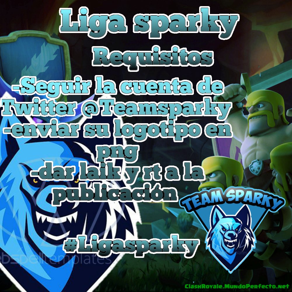 Liga Sparky🐶

Requisitos 
-Seguir la cuenta de Twitter de Team Sparky <a href="/Teamsparky/">Krystle Sheldon</a>
-enviar su logotipo en png
- Dar rt y laik a la publicación en Twitter 
10 equipos empezamos el miércoles