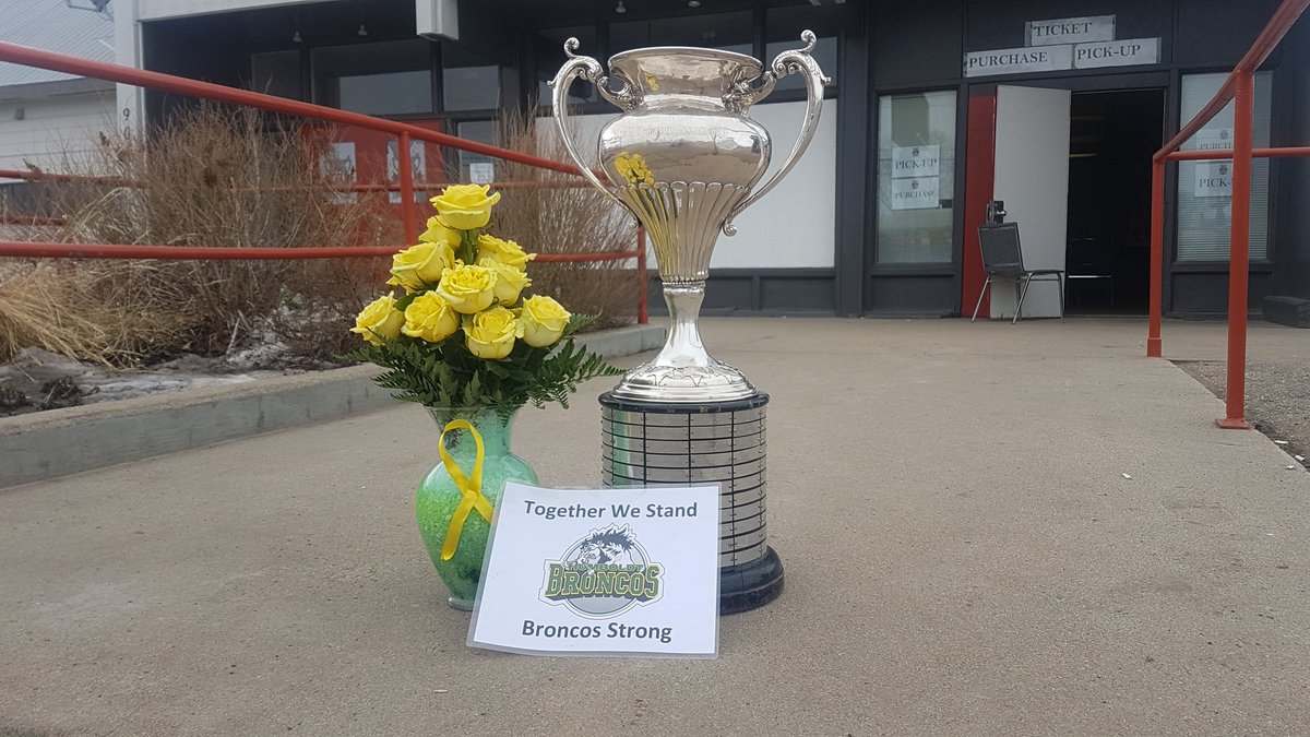 allancup2018's tweet photo. #allancup2018 is in the books. What an emotional roller coaster. Thank you!  This year's Allan Cup is dedicated to the Humboldt Broncos and everyone near and far affected by the tragedy April 6th, 2018. #alwaysonourminds #alwaysinourhearts #humboltstrong https://t.co/hOrXUNDCUy
