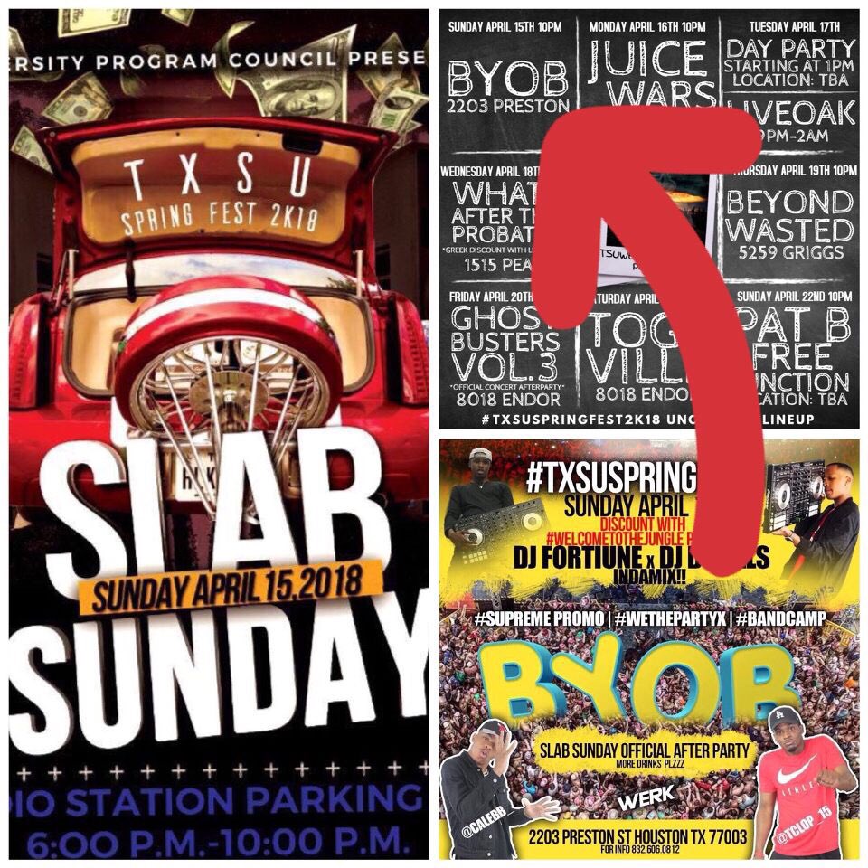 PatYouSoNasty's tweet photo. #TXSUSPRINGFEST2K18 #SlabFest is going up tonight #Txsu19 #Txsu20 #Pv19 #Pv20 and I’m have #TogaVille presales on me for April 21st https://t.co/IW50V7SkWX