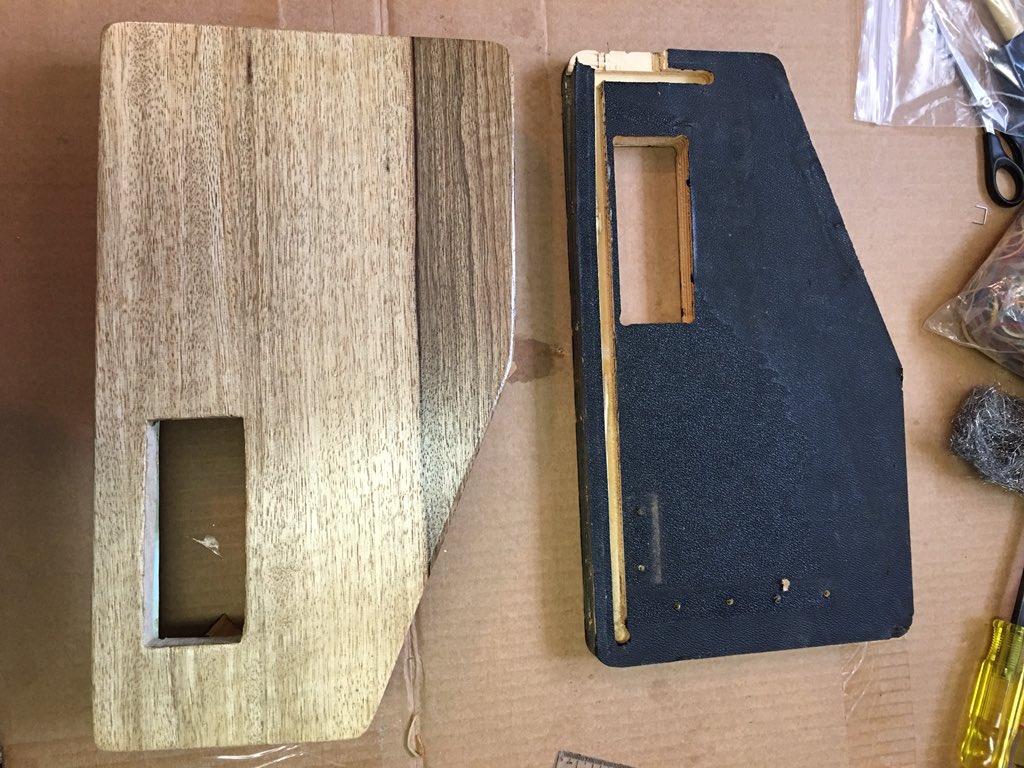 spriteboxarcade's tweet photo. So now that it’s all working, time to do something synth purists will hate. Let’s skin it and wrap it in something more interesting! I’ve decided to change the plywood wrapped cheeks to solid black limba wood. What do you think? https://t.co/h01AyxNMKK