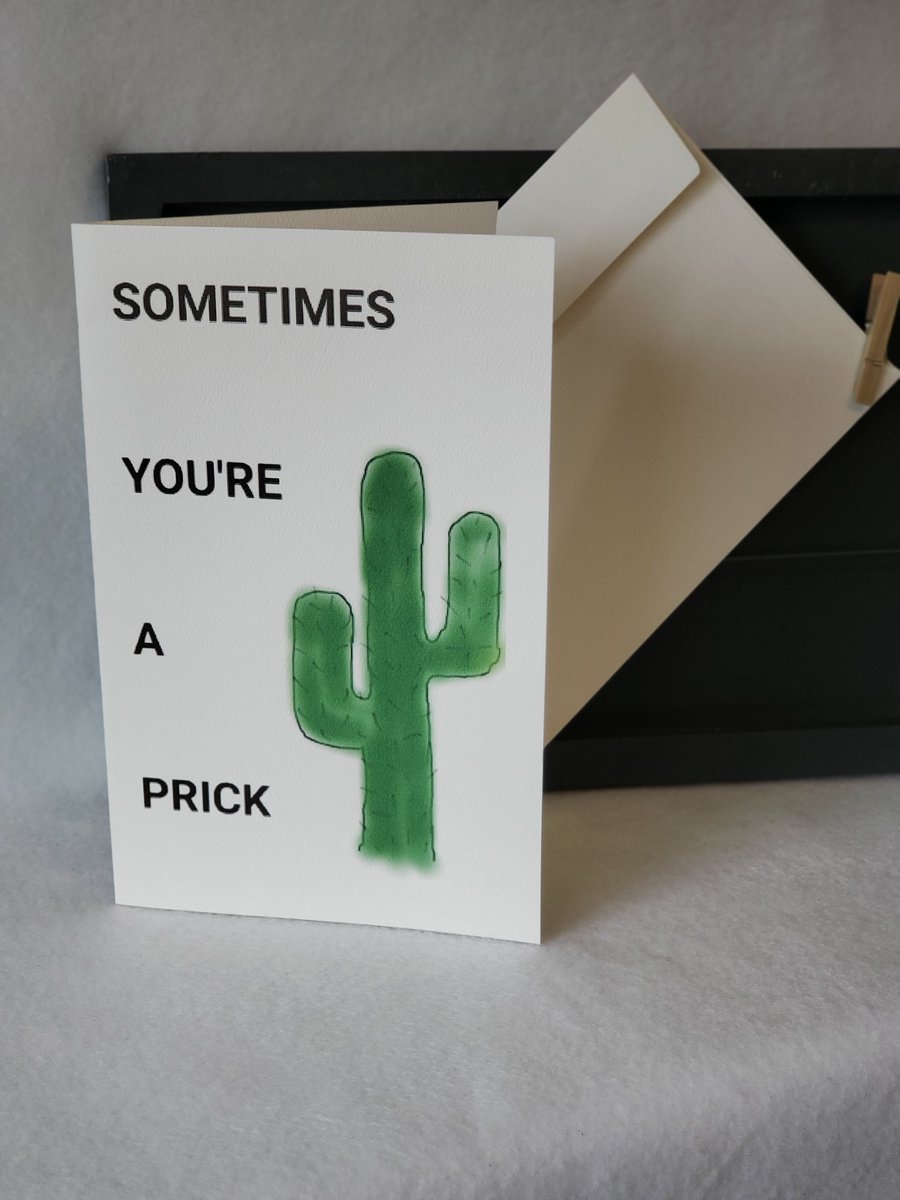 awkwardowl515's tweet photo. Latest edition to the awkward greeting cards in my #etsy shop: Sometimes You're A Prick - Blank Inside
#shopsmall #shopetsy #shoplocal #greetingcards #funnycards #sendasmile #awkwardcards #cactus #dontbeaprick #cactushumor #Birthdaycard #thinkingofyoucard https://t.co/HOuZzBZig2 https://t.co/A9dBF9yqwN