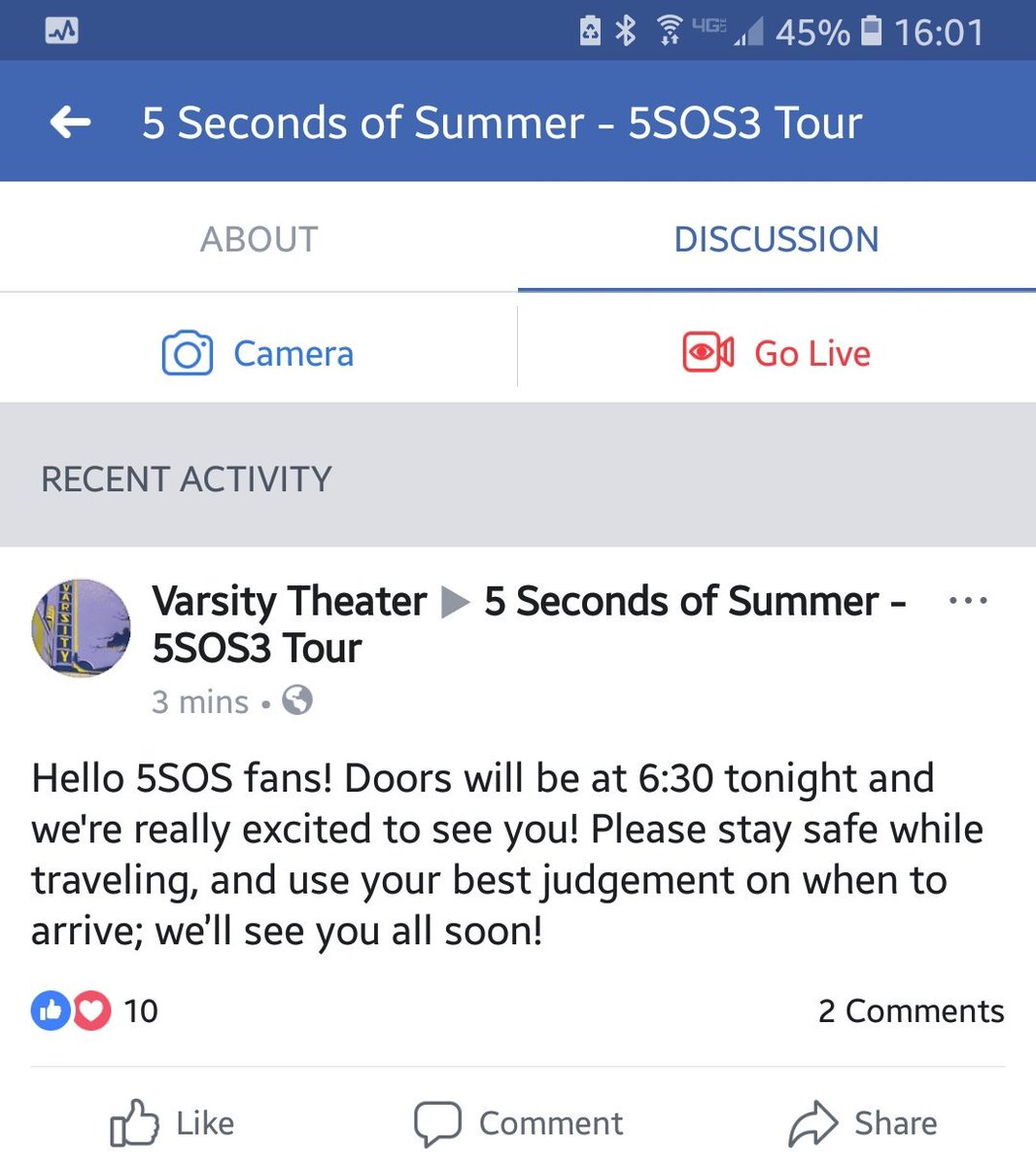 YasssKayt's tweet photo. #5SOS3Minneapolis doors are opening at 6:30 according to this @5sosinMN @5SOSSTPAUL https://t.co/DMEct02gTU