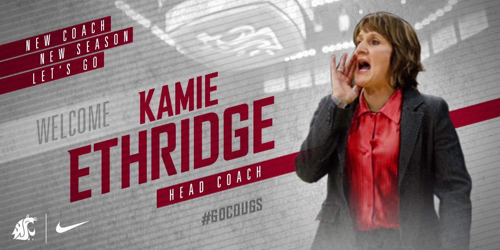 WSUCougars's tweet photo. We are excited to welcome Kamie Ethridge to the Cougar family as the new head coach of @WSUWomensHoops! 

She will be formally introduced at a press conference Tuesday, April 17 at 2 p.m.

📰 >> https://t.co/8pAhOiNwf1

New Coach. New Season. Let’s Go! #GoCougs https://t.co/44qAmtNBYB