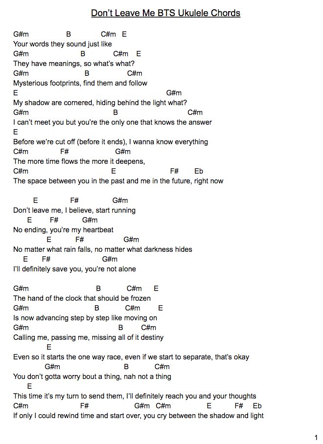 LadyLauren on Twitter "BTS Don't Leave Me Ukulele