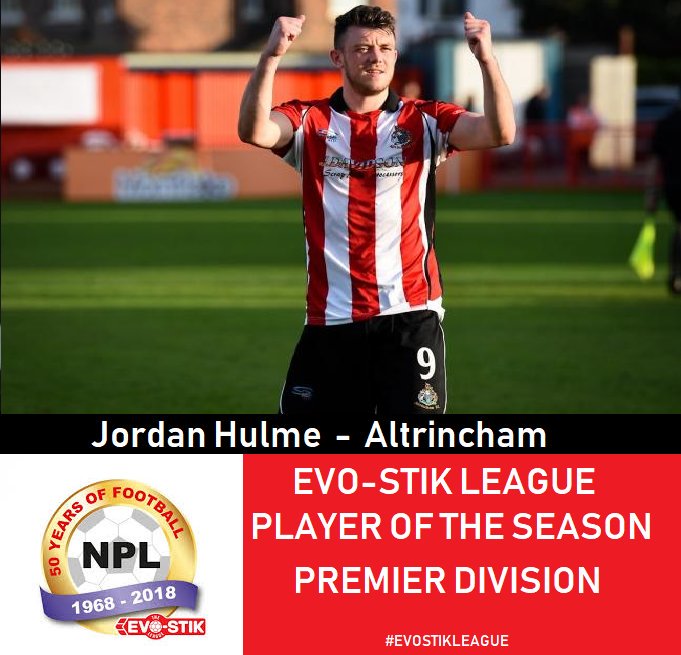 NorthernPremLge's tweet photo. THE #EVOSTIKLEAGUE PREMIER DIVISION PLAYER OF THE SEASON

FROM @altrinchamfc JORDAN HULME https://t.co/JSg9gQp1ld