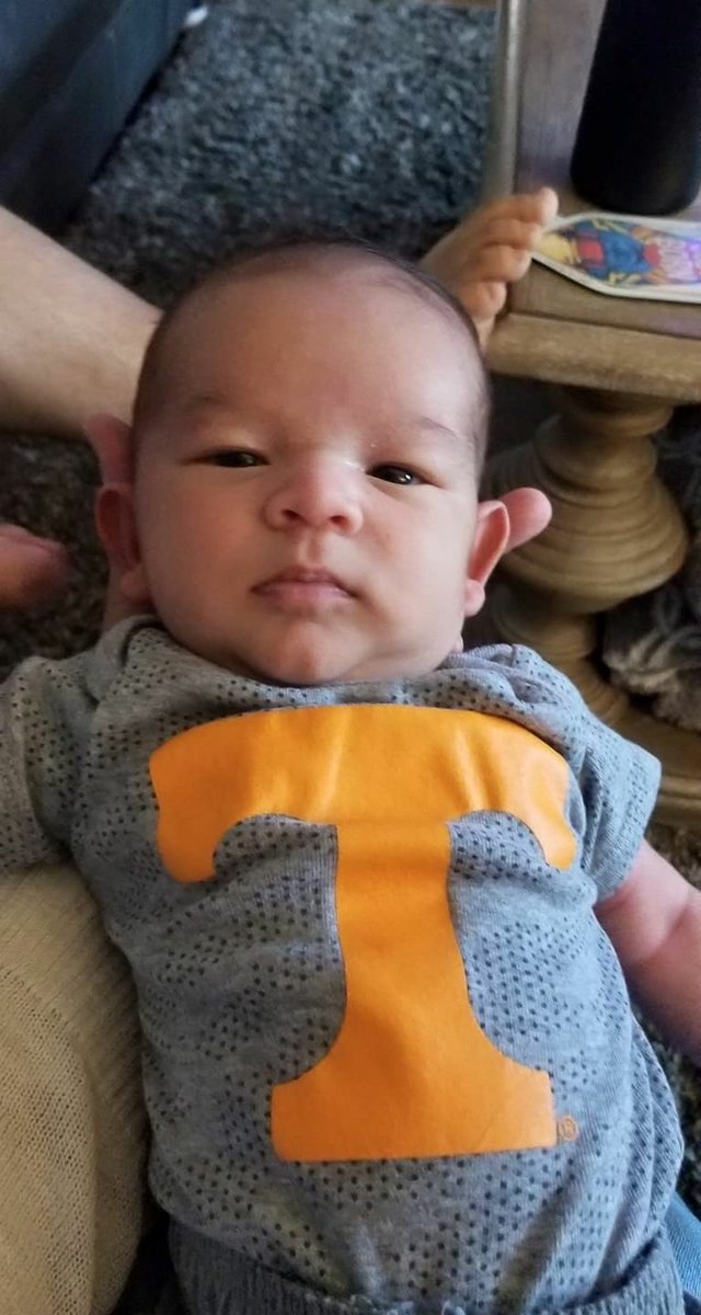 josh_dobbs1's tweet image. Starting him young.  If only they could have found a larger “Power T”. 😂 Welcome to the family Archer!🍊