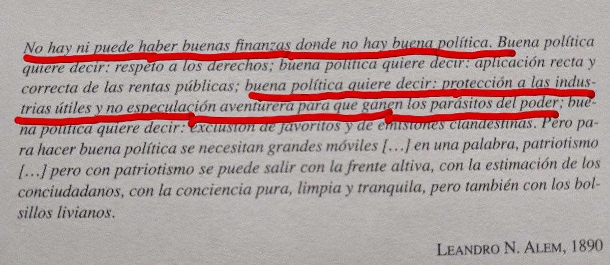 DamianRegalini's tweet photo. Los radicales que acompañan a este gobierno endeudador y que solo favorece a los bsncos y a la especulación financiera deberían recordar las ideas del fundador de su partido Leandro N. Alem👇 https://t.co/wa4pSldwk9