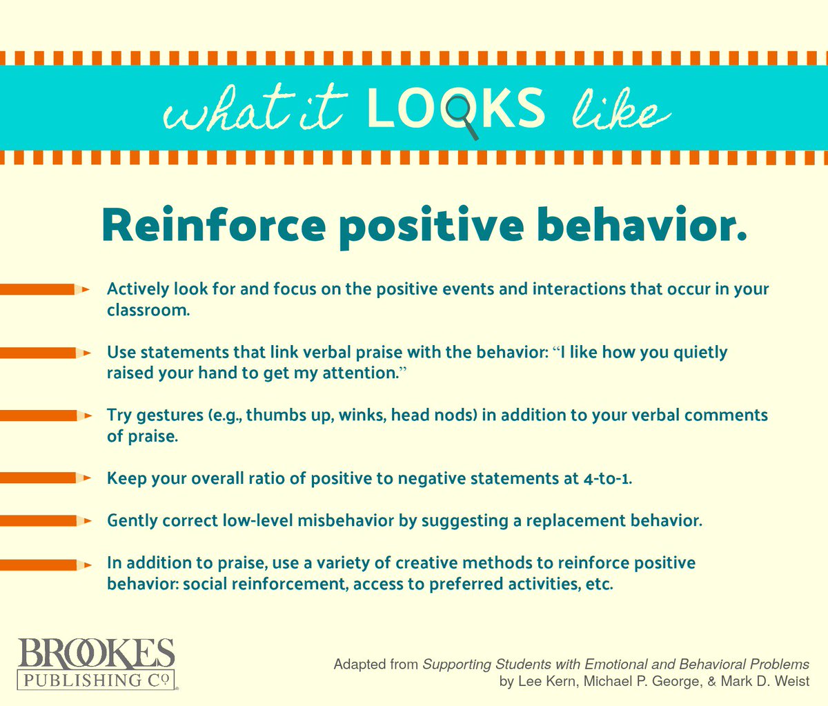 BrookesPubCo's tweet photo. Quick tips for reinforcing positive #behavior. (More tips here: https://t.co/mTxWu6AKLz) https://t.co/VD5IAIUbrO