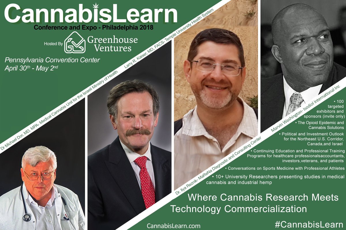 CannabisLearn's tweet photo. What can you expect to find at the intersection where #cannabis #research meets #technology commercialization? Six reasons why #CannabisLearn Conference and Expo is not your typical #cannabis conference. View a full list of speakers here, https://t.co/g07HgyrjFb #PTW18 #Philly https://t.co/XHLJDfKfg6