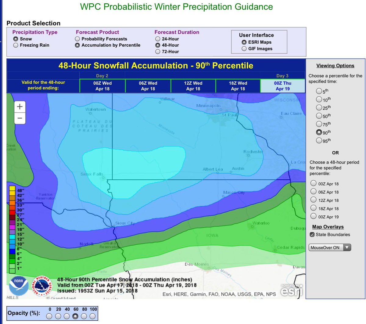 MatthewDux's tweet photo. 25th, 50th, and 90th percentiles for snow for Tuesday night and Wednesday. #MakeSpringGreatAgain #NeverEndingWinter https://t.co/v64MgU3qjG