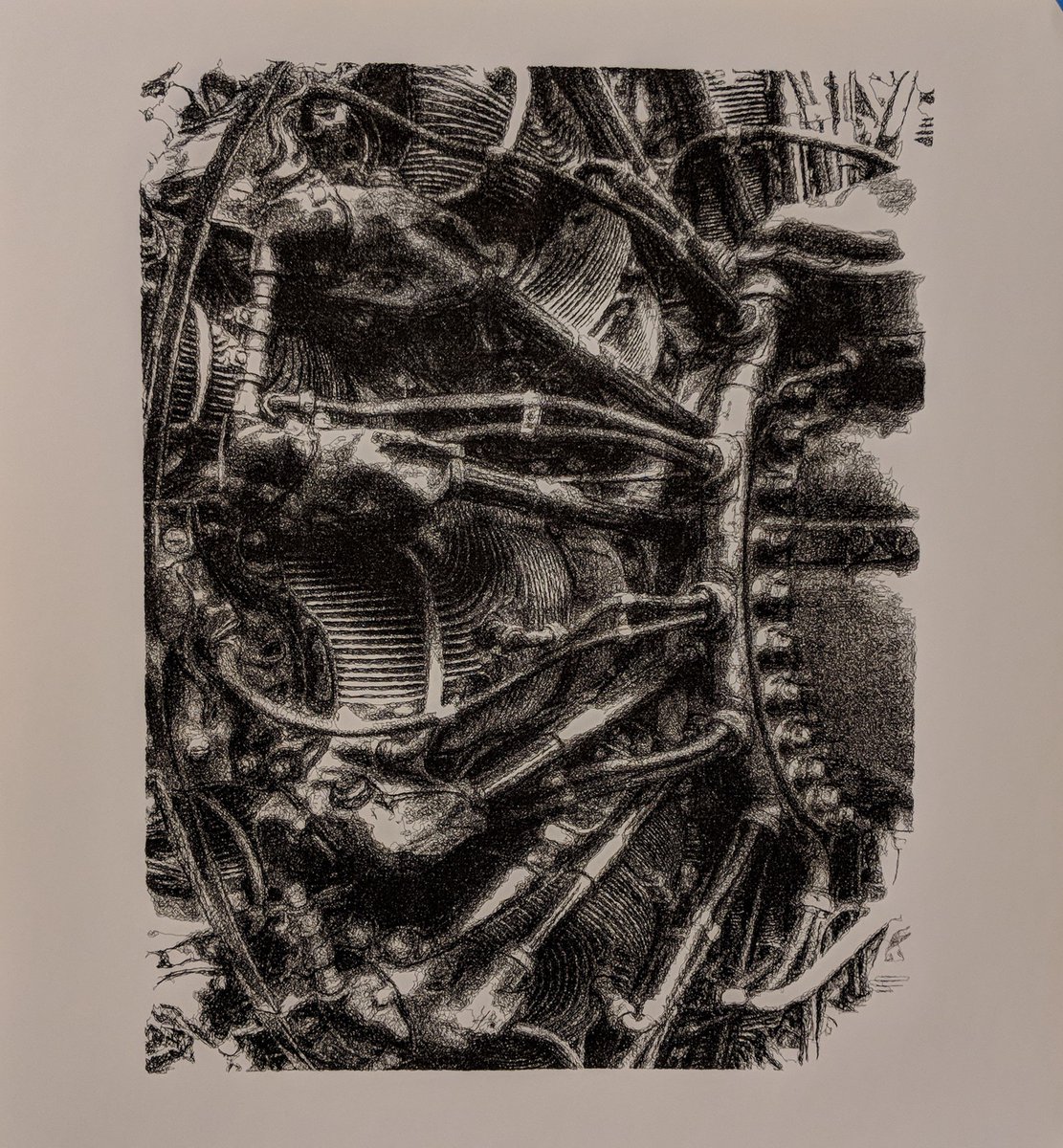 ShornVeh's tweet photo. Pratt & Whitney R-2800-39 #drawing by JunkBOt.
3-layer #artwork piece that took ~12hrs per layer. Final stacked render with 2nd and 1st layers to show build up.
Source: https://t.co/5ULNrqtuPQ @NEAMuseum
#mechanical #art #drawkings for #aviationlovers and #plottertwitter https://t.co/xoi88ES4ei