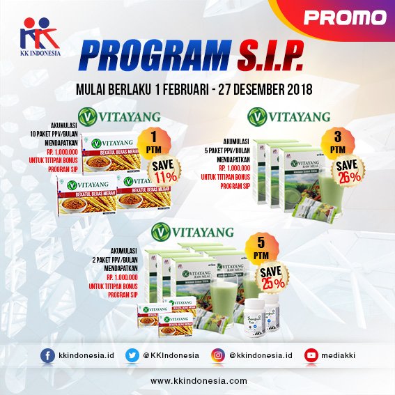 KKIndonesia's tweet photo. ROMO PROGRAM S.I.P.
Mulai Berlaku 1 Feb - 27 Des 2018
Info Detail :
https://t.co/zrWVBzyFuW
#kkindonesia #Promo #ProgramSIP #Vitayang #RawMeal #BekatulBerasMerah #SuperGreenFood https://t.co/JNn19xSfVu