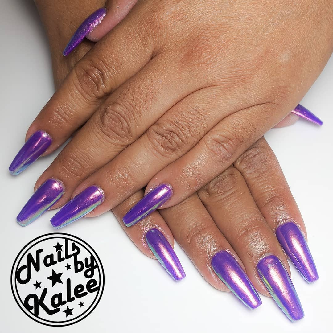 NailsByKalee's tweet photo. Silvia got unicorn chrome in ballerinas! They look amazing on you! Thanks so much for coming and hope you have good transition back to work! #purplenails #unicornchrome #ballerinanails #nailsbykalee #avnails #palmdalenails #661nails #661nailtech #nailart #nails #nailartist #notd https://t.co/5OBxtDkldJ