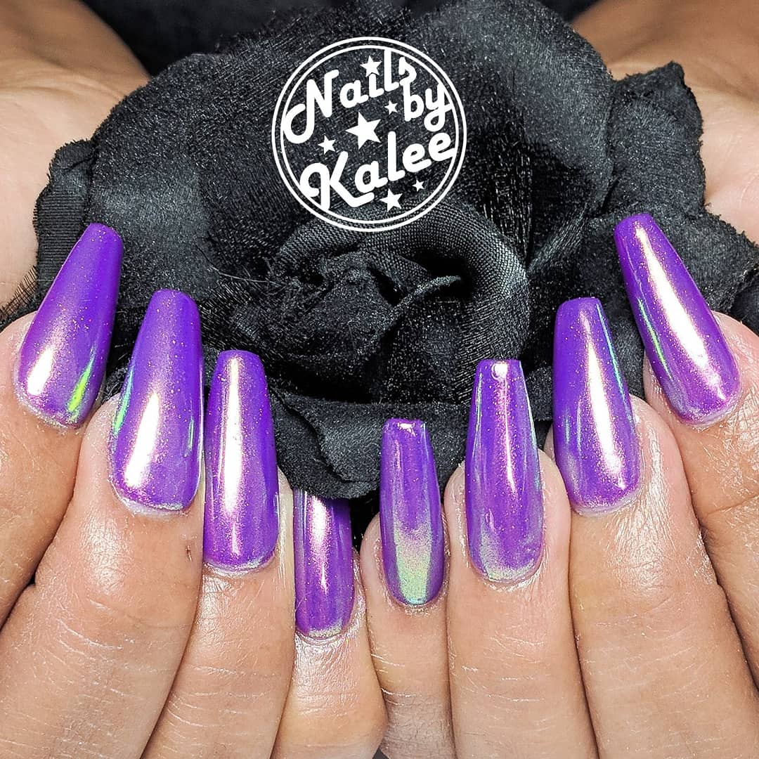 NailsByKalee's tweet photo. Silvia got unicorn chrome in ballerinas! They look amazing on you! Thanks so much for coming and hope you have good transition back to work! #purplenails #unicornchrome #ballerinanails #nailsbykalee #avnails #palmdalenails #661nails #661nailtech #nailart #nails #nailartist #notd https://t.co/5OBxtDkldJ