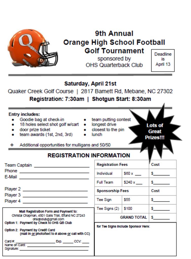 Only 6 days away!! Get signed up today!! 
#9thannualohsgolftourny #keepitrollin