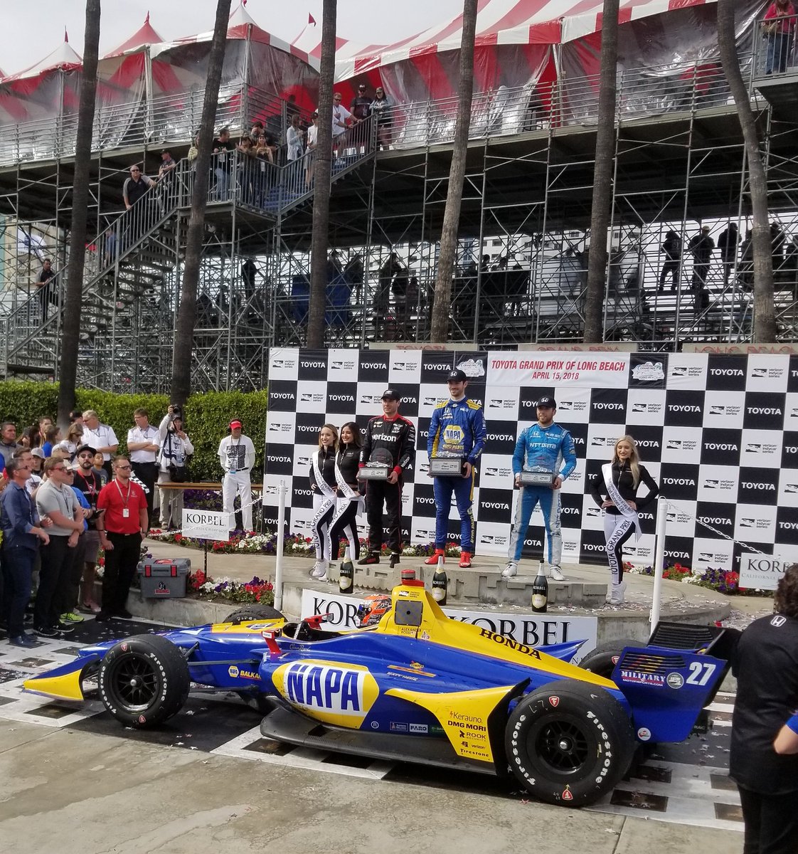 Your @Honda #TGPLB podium finishers: @Edjonesracing P3 & @AlexanderRossi P1! Congrats to drivers and teams!