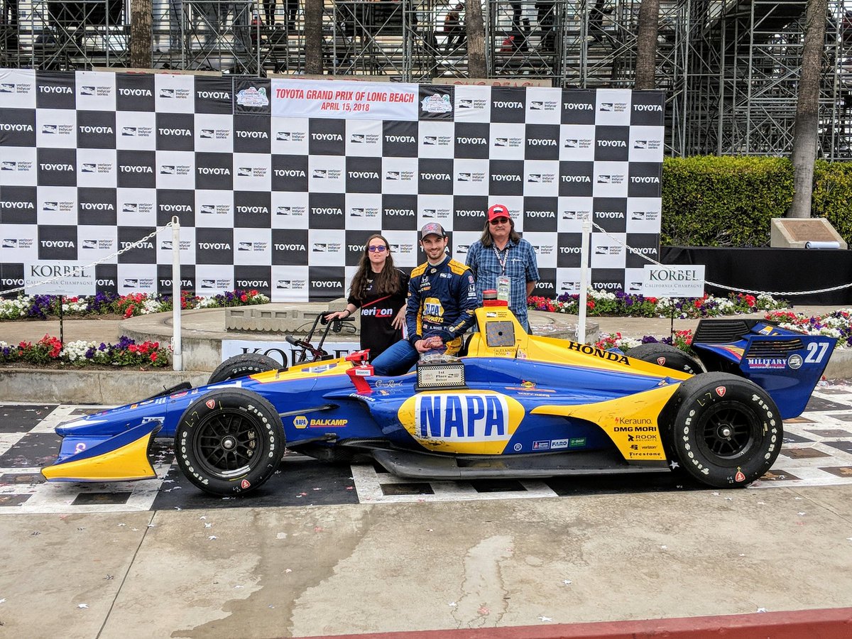 ICN members can win awesome @IndyCar fan experiences, like this winner's circle photo that @TVBrittanyF got to take with @ToyotaGPLB winner @AlexanderRossi!

Sign up now at indycarnation.com!

#INDYCAR | #TGPLB