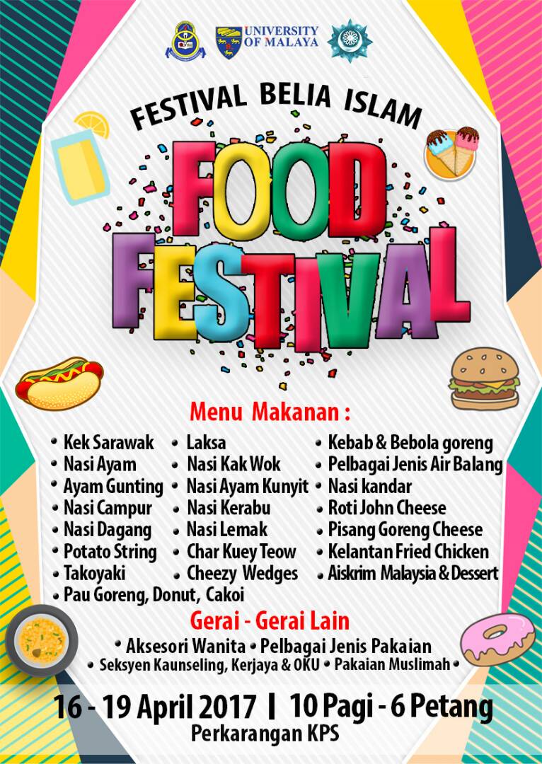 TeamFBIUM's tweet photo. TODAY !
.
Food Fest Festival Belia Islam 2018 🎉🎉🎉
.
Tempat: PERKARANGAN KOMPLEKS PERDANASISWA (KPS), UM
Date : 16, 17, 18 & 19 A-P-R-I-L 2018
Time : 10 PAGI - 6 PETANG
.
#Evolve #BPHU #TeamFBIUM #beliapenerajuharapanummah #iyouthfest #FBI #festivalbeliaislam18 https://t.co/o2orUyjUGE